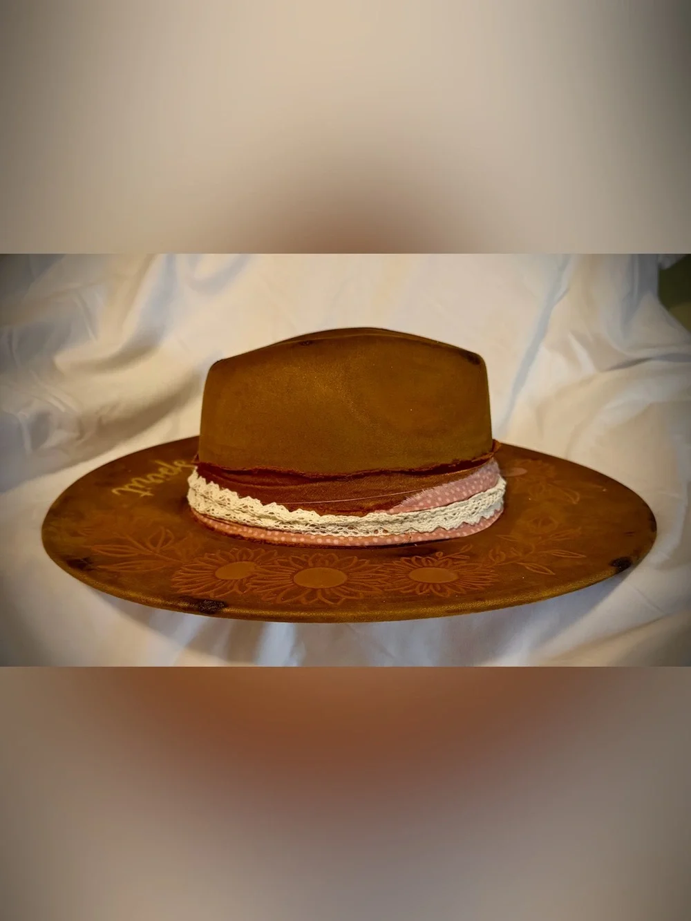Brown 'Free Spirit' Wide Brim Women’s Vegan Suede Hat